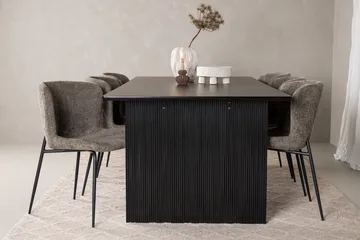 Mangat Spisebordssæt 200 cm Rektangulær med 6 Manjetor Stole - Beige - Møbler - Borde - Spisebordssæt