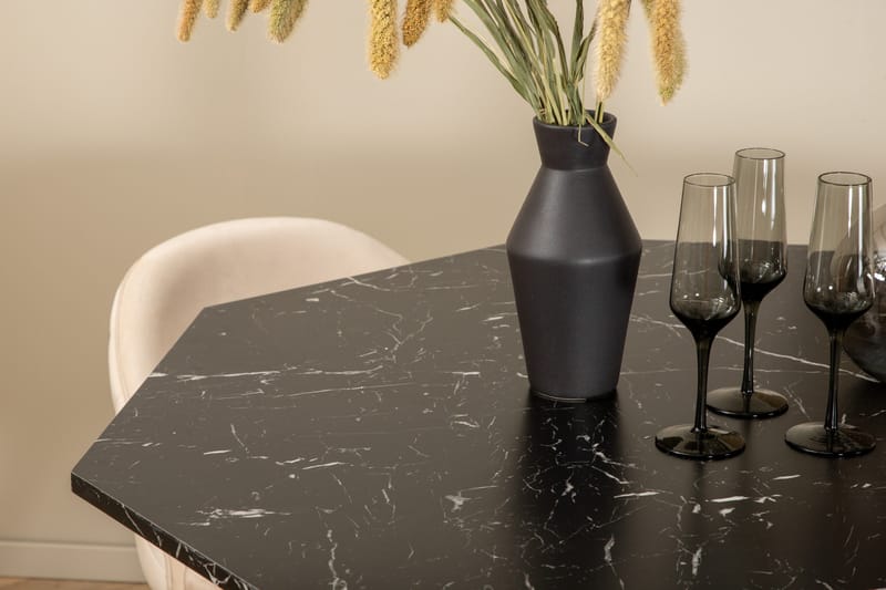 Marbs Spisebordssæt 110 cm Rund med 4 Velvet Stole - Beige - Møbler - Borde - Spisebordssæt