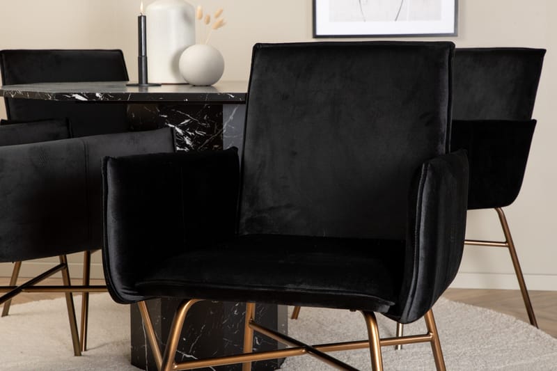 Marbs Spisebordssæt 110 cm Rund med 4 Petra Stole - Svart - Møbler - Borde - Spisebordssæt