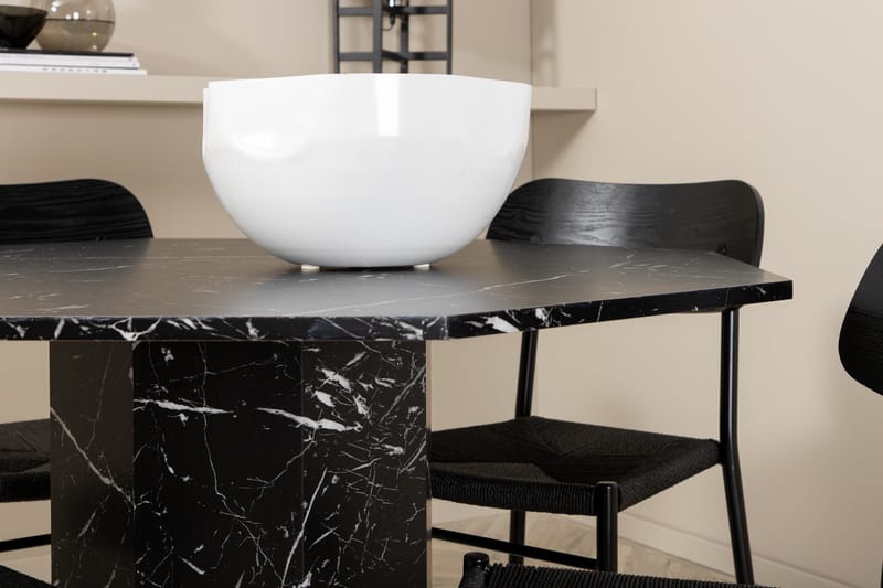 Marbs Spisebordssæt 110 cm Rund med 4 Polly Stole - Svart - Møbler - Borde - Spisebordssæt