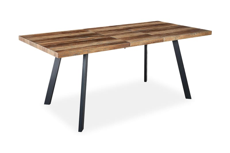 Marcelen Spisebord Udtræksbord med tillægsplade + 4 stk Nibe stol sort med egetræben - Brun/Sort - Møbler - Borde - Spisebordssæt