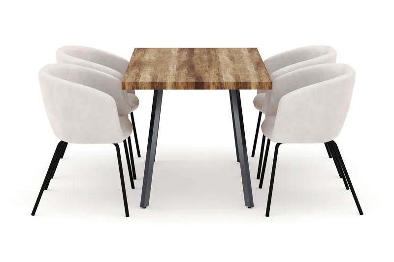 Marcelen Udtrækkeligt Spisebord med 4 Berit Stole - Brun - Møbler - Borde - Spisebordssæt