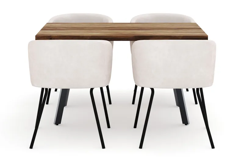 Marcelen Udtrækkeligt Spisebord med 4 Berit Stole - Brun - Møbler - Borde - Spisebordssæt