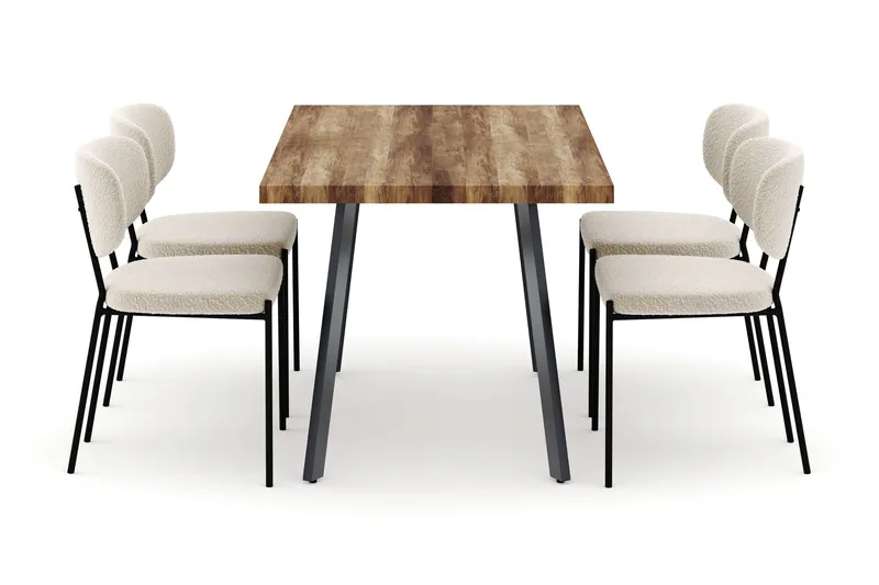 Marcelen Udtrækkeligt Spisebord med 4 Gemmiano Stole - Brun - Møbler - Borde - Spisebordssæt