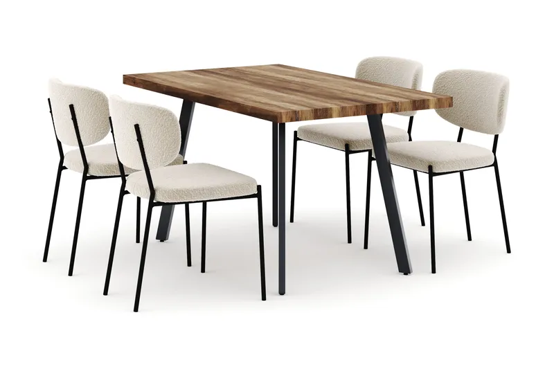 Marcelen Udtrækkeligt Spisebord med 4 Gemmiano Stole, Brun