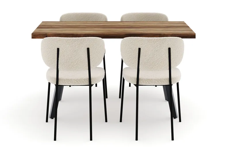 Marcelen Udtrækkeligt Spisebord med 4 Gemmiano Stole - Brun - Møbler - Borde - Spisebordssæt