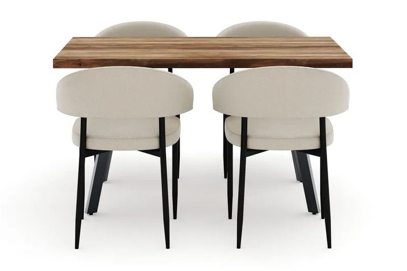 Marcelen Udtrækkeligt Spisebord med 4 Sawako Stole - Brun - Møbler - Borde - Spisebordssæt