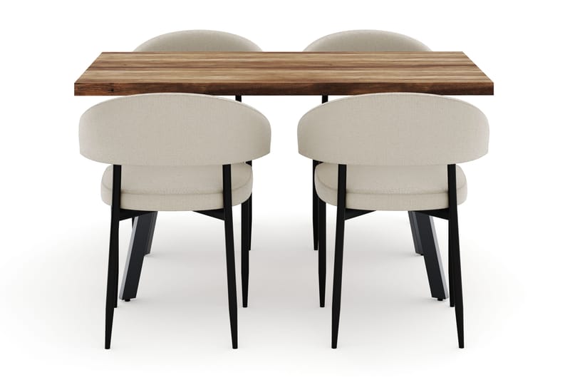 Marcelen Udtrækkeligt Spisebord med 4 Sawako Stole - Brun - Møbler - Borde - Spisebordssæt