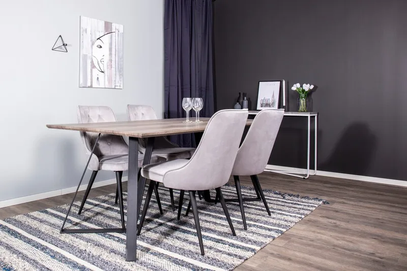 Marina spisebord 180 cm med 4 Velvet Deluxe velourstole