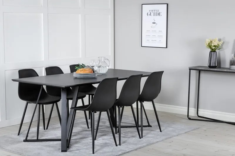 Marina spisebord 180 cm med 6 Polar spisebordsstole