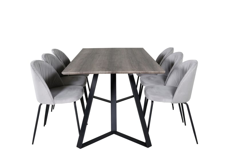 Marina Spisebordssæt 180 cm Rektangulær med 6 Wrinkles Stole, Svart