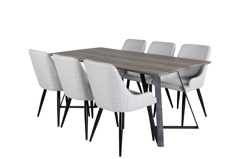 Marina Spisebordssæt 180 cm Rektangulær med 6 Plaza Stole - Svart - Møbler - Borde - Spisebordssæt