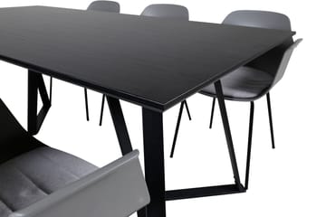 Marina Spisebordssæt 180 cm rektangulært med 6 Comfort stole - Sort - Møbler - Borde - Spisebordssæt