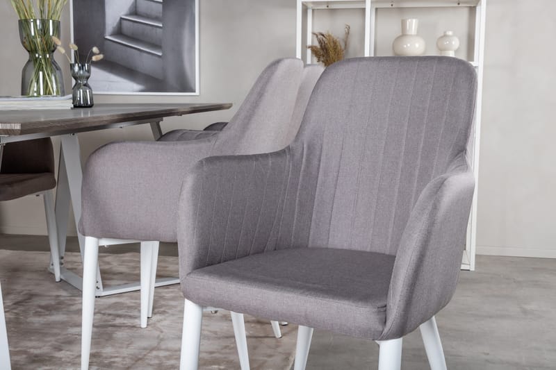Marina Spisegruppe 180 cm Rektangulær med 6 Comfort stole - Grå - Møbler - Borde - Spisebordssæt