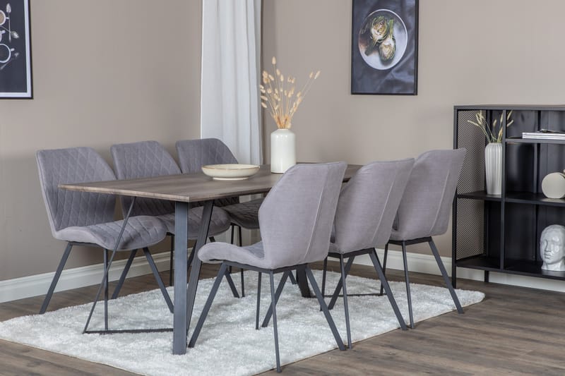 Marina Spisegruppe 180 cm Rektangulær med 6 Gemma stole - Svart - Møbler - Borde - Spisebordssæt