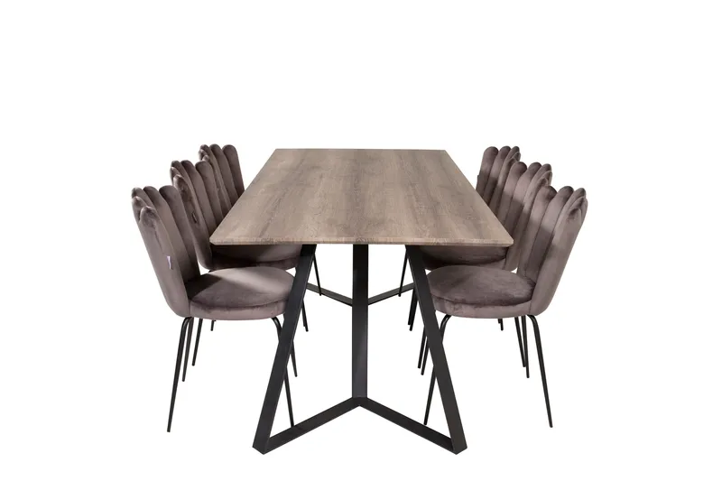 Marina Spisegruppe 180 cm Rektangulær med 6 Limhamn stole, Svart