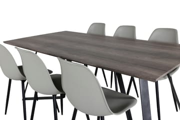 Marina Spisegruppe 180 cm Rektangulær med 6 Polar stole - Sort - Møbler - Borde - Spisebordssæt