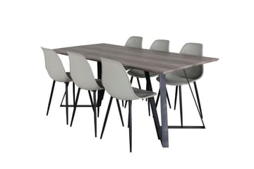Marina Spisegruppe 180 cm Rektangulær med 6 Polar stole - Sort - Møbler - Borde - Spisebordssæt