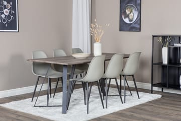 Marina Spisegruppe 180 cm Rektangulær med 6 Polar stole - Sort - Møbler - Borde - Spisebordssæt