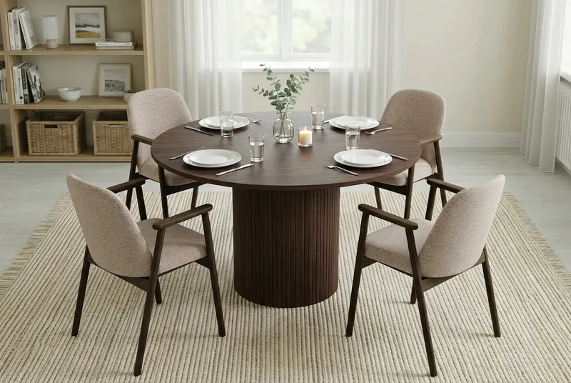 Matgrupp Bark Valnöt|Greige - Møbler - Borde - Spisebordssæt