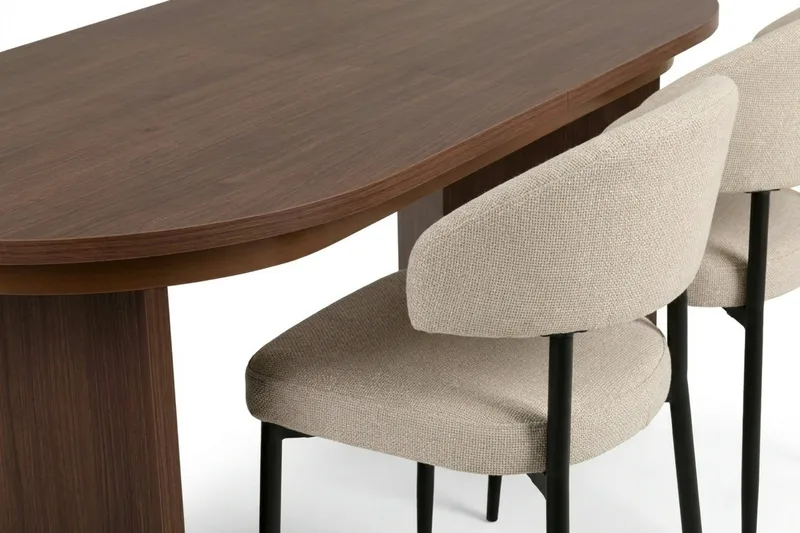 Matgrupp Nordure Beige/Svart - Møbler - Borde - Spisebordssæt