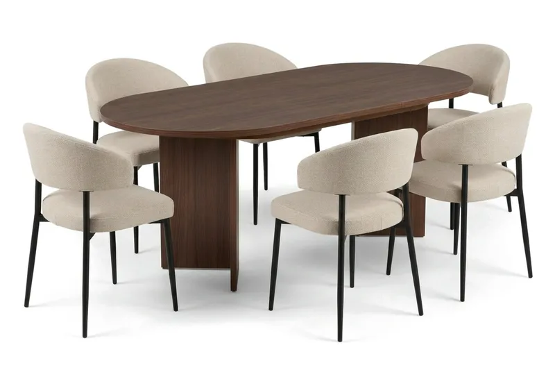 Matgrupp Nordure Beige/Svart - Møbler - Borde - Spisebordssæt