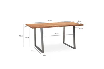 Matgrupper Wohnling Ljusbrun, Krom 160x80 cm - Møbler - Borde - Spisebord og køkkenbord