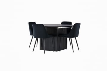 Matilda Spisegruppe 130 cm Rund med 4 Night stole - Svart - Møbler - Borde - Spisebordssæt