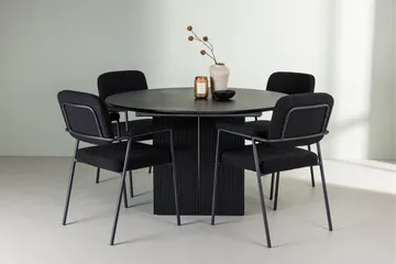 Matilda Spisegruppe 130 cm Rund med 4 Yesterday stole - Sort - Møbler - Borde - Spisebordssæt