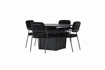 Matilda Spisegruppe 130 cm Rund med 4 Yesterday stole - Sort - Møbler - Borde - Spisebordssæt