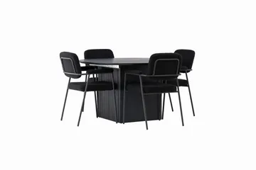 Matilda Spisegruppe 130 cm Rund med 4 Yesterday stole - Sort - Møbler - Borde - Spisebordssæt
