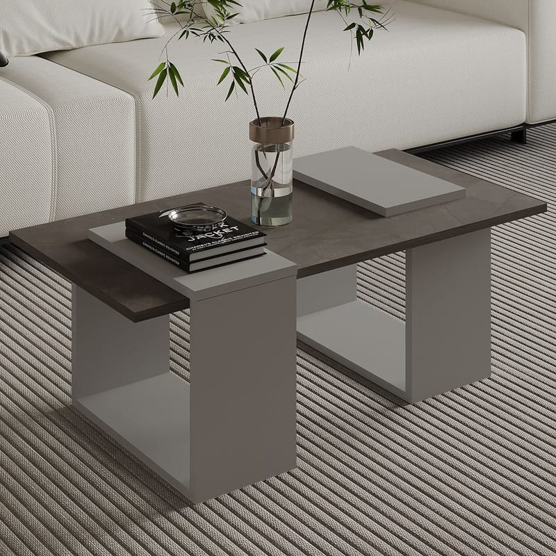 Matris Sofabord 90x37x46,6 cm - Gordion Marble og grå - Møbler - Borde - Sofabord