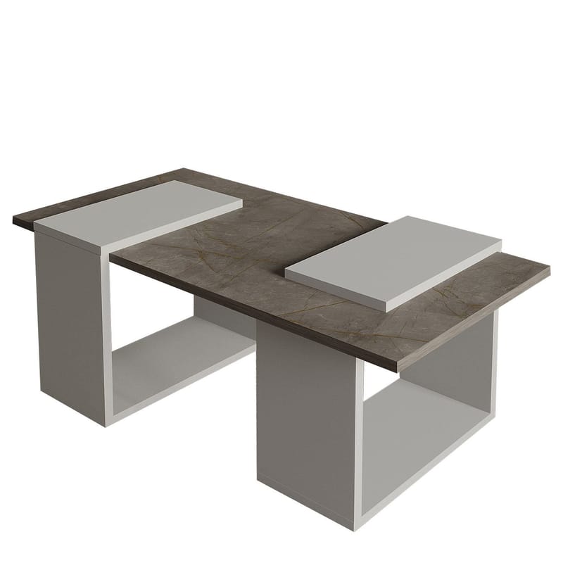 Matris Sofabord 90x37x46,6 cm - Gordion Marble og grå - Møbler - Borde - Sofabord