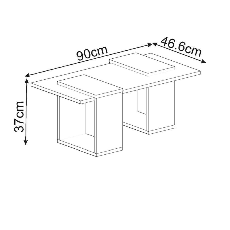 Matris Sofabord 90x37x46,6 cm - Hvid og safir-eg - Møbler - Borde - Sofabord