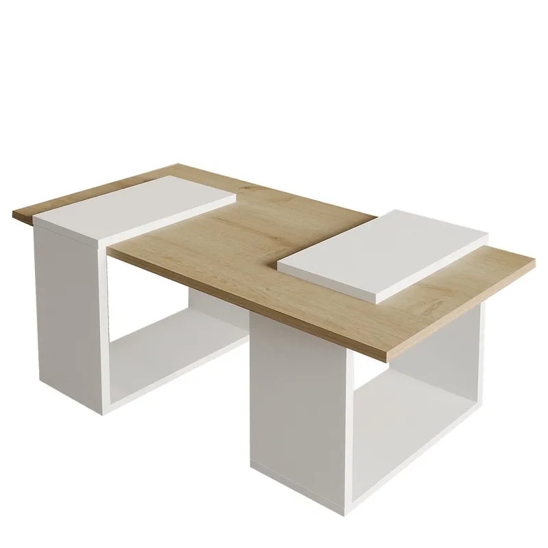 Matris Sofabord 90x37x46,6 cm - Hvid og safir-eg - Møbler - Borde - Sofabord