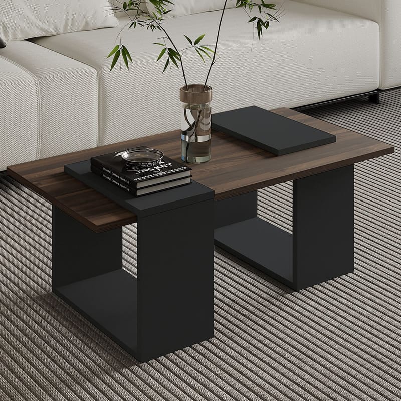 Matris Sofabord 90x37x46,6 cm - Valnød og antracit - Møbler - Borde - Sofabord