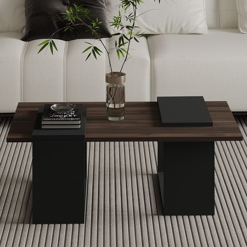 Matris Sofabord 90x37x46,6 cm - Valnød og antracit - Møbler - Borde - Sofabord