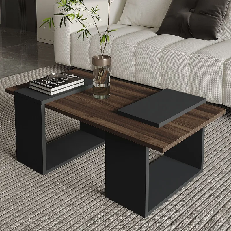 Matris Sofabord 90x37x46,6 cm - Valnød og antracit - Møbler - Borde - Sofabord