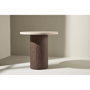 Megg 50 cm Rundt Sofabord i Sten med Træunderstel - Beige - Møbler - Borde - Sofabord
