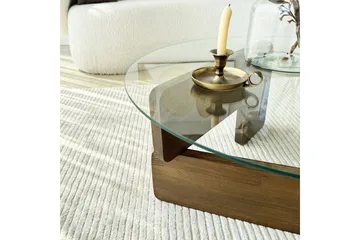 Mijara Sofabord 75 cm - Valnød/Transparent - Møbler - Borde - Sofabord