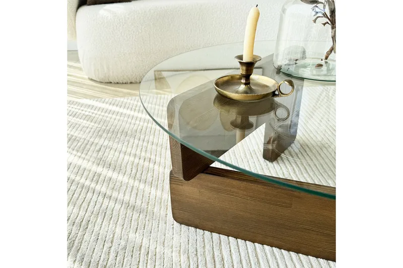 Mijara Sofabord 75 cm - Valnød/Transparent - Møbler - Borde - Sofabord