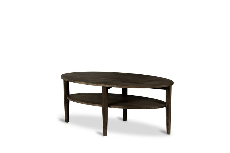 Milford Ovalt Sofabord 120x60 cm i massivt træ - Mørk brun - Møbler - Borde - Sofabord