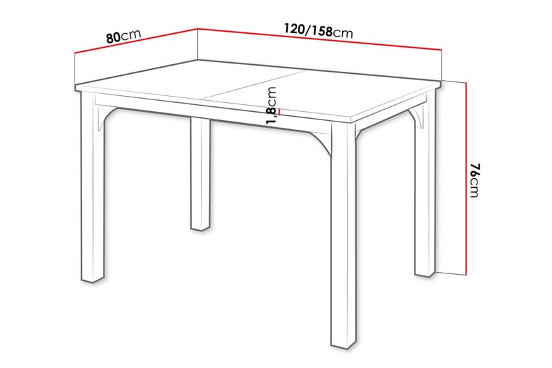 Millport Spisebord 158 cm - Sort Og Hvid - Møbler - Borde - Spisebord og køkkenbord