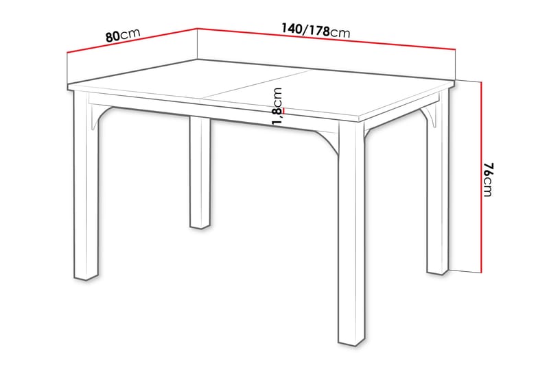 Millport Spisebord 178 cm - Sort Og Hvid - Møbler - Borde - Spisebord og køkkenbord