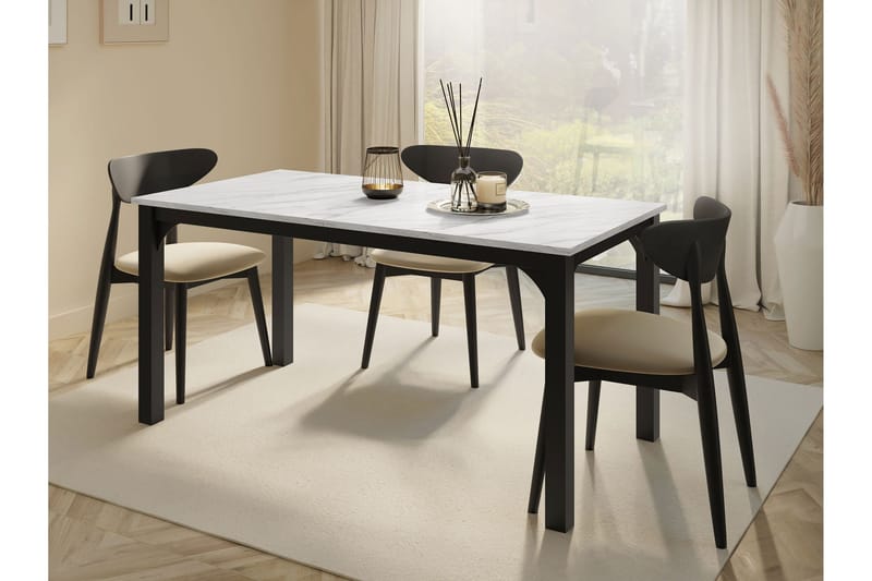 Millport Spisebord 198 cm - Sort Og Hvid - Møbler - Borde - Spisebord og køkkenbord