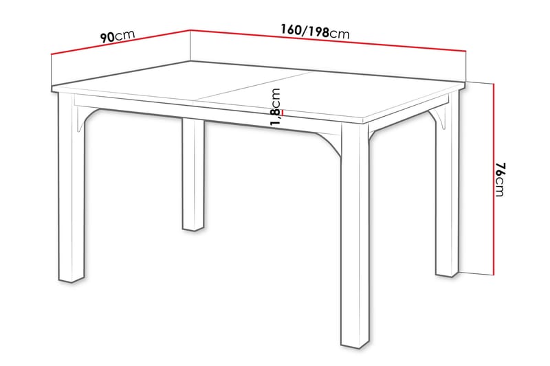 Millport Spisebord 198 cm - Sort/Grå - Møbler - Borde - Spisebord og køkkenbord