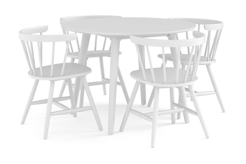 Mioveni Spisebordssæt 106 cm Rund inkl 4 Varisa stole - Hvid - Spisebordssæt