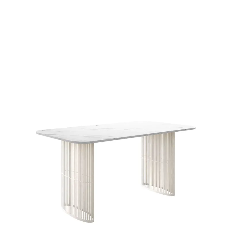 Mirion Spisebord udtrækkeligt 160-236 cm - beige / hvid marmor - Møbler - Borde - Spisebord og køkkenbord