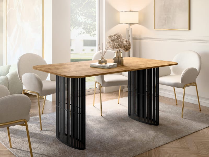 Mirion Spisebord udtrækkeligt 160-236 cm - Sort, natur - Møbler - Borde - Spisebord og køkkenbord