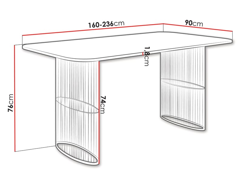Mirion Spisebord udtrækkeligt 160-236 cm - Sort marmor - Møbler - Borde - Spisebord og køkkenbord